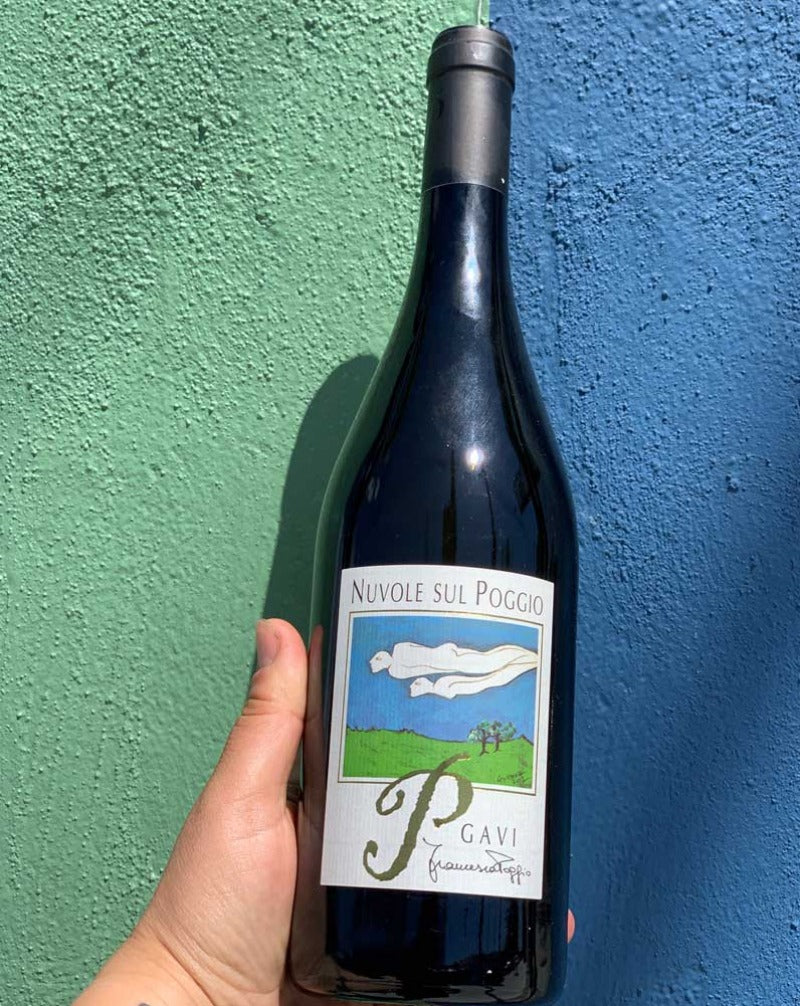 100% Cortese Gavi, Italy.  Woman winemaker - Francesca Pogio. All natural. 3 generations of women winemakers. Crisp flint stone minerality with peach + apple tones and a lil whiff of petroleum. Summer vacay in a glass. Lush + fun.