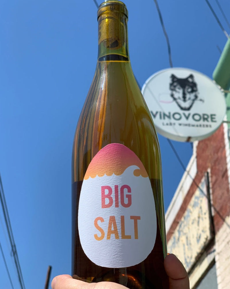 50% Pinot Gris aged 7 days on skins in clay amphorae, 50% 46 year-old vines, riesling aged on skins in cement egg Oregon/Washington.  Woman winemaker - Ksenija Kostic House. All natural. Orange wine. Not skinky, not fruity but just right Goldilocks wine. Salty cranberries + ginger. Limited!