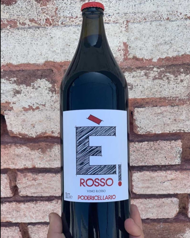 100% Barbera Piedmont, Italy.  Woman winemaker - Cinzia Cellario. All natural. Medium girth. Pop the cap and let's get this party started in here! Big fruit but dry. large + lovely like a plus size model. Liter (bottle and a half).