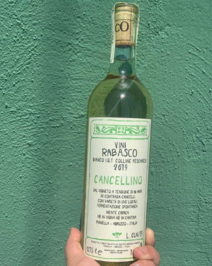 100% Trebbiano Abruzzo, Italy.  Woman winemaker - Iole Rabsco. All natural. Fresh brioche with yellow apple butter. Dry + honey. Fading funkiness. Mineral masterpiece. Musk + herbs.