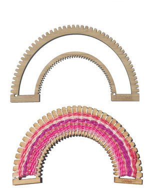 Instant happiness. Amazing weaving loom that can be used as a rainbow or arch. Weave your piece and keep it on or off the loom.   How-To Loome: 1) On Loom Packaging, 2) Download & 3) Video (all Loome's how-to videos)  Size: 4.3"H x 7.3" W (10.9 cm H x 18.5 cm W)
