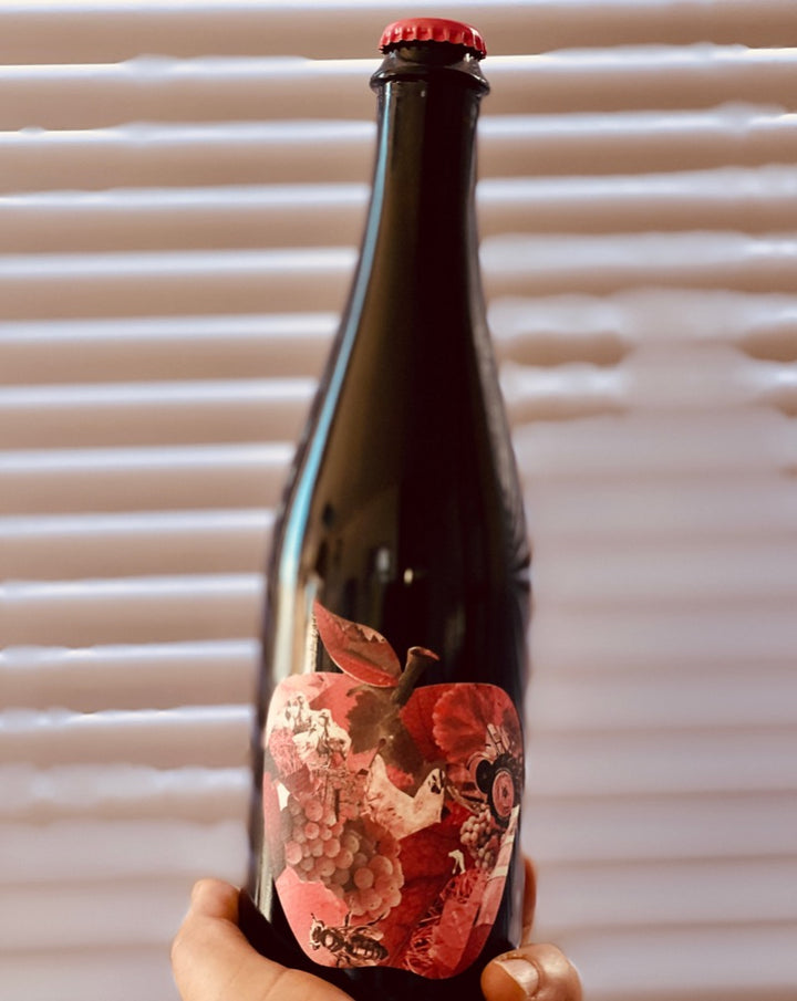 100% Heirloom Apples pressed over Syrah Skins Santa Barbara, California. Woman winemaker - Anna Delaski. All natural. Dry Porch pounder. Fizzy pink apple butter bubbles. A carnival of wild fruit, dried herbs and fun!